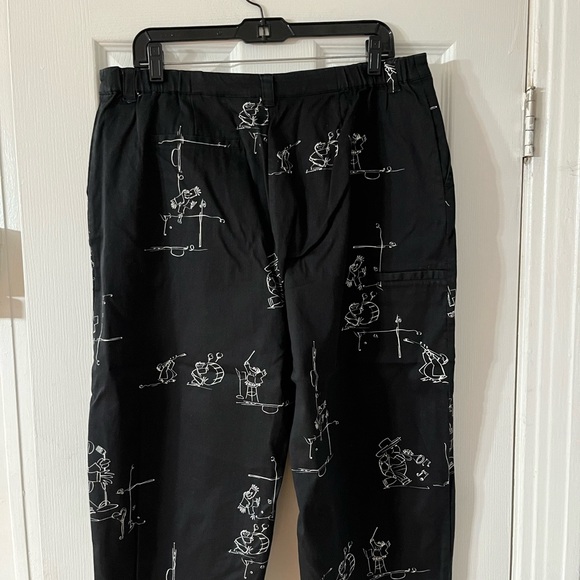 Chico's Bird & Frog Print Capri Pants  Size 3 Xl 16 Us Black/white, Zip Up, - Picture 12 of 16